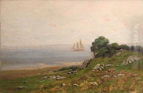 Ship Sailing Off The Coast (san Francisco Bay?) Oil Painting by Charles Partridge Adams