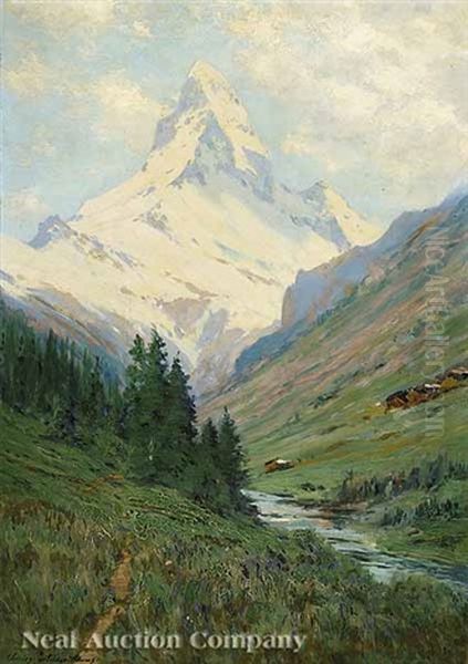 Matterhorn In The Morning Sun Oil Painting by Charles Partridge Adams