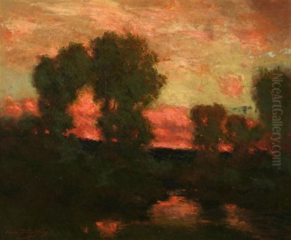 Autumn Twilight Oil Painting by Charles Partridge Adams