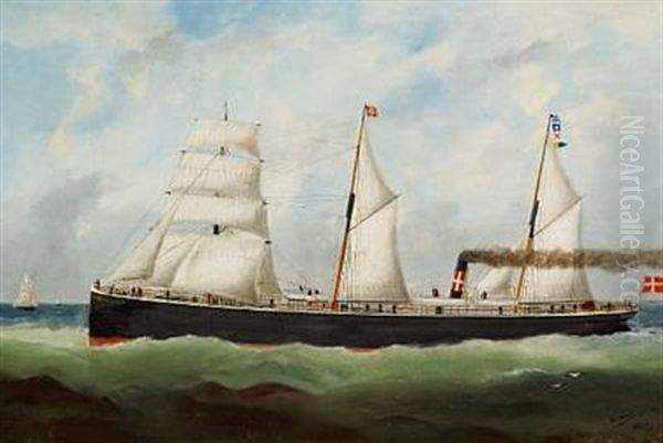 Ship Portrait Of S/s Harald Oil Painting by Edward Adams