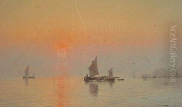 Marine Au Coucher De Soleil Oil Painting by Pierre Abatucci