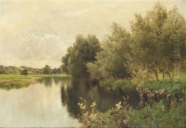 On The River Kennet Oil Painting by John Clayton Adams