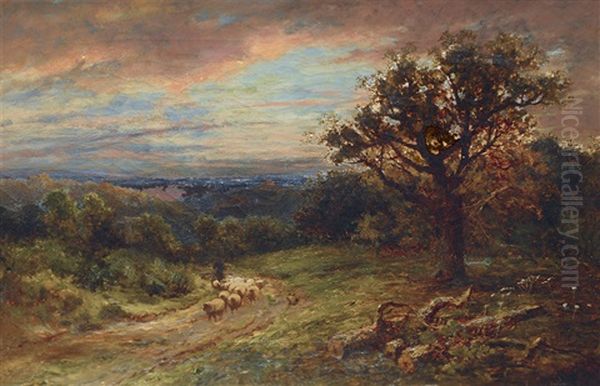 A Shepherd And His Flock Oil Painting by John Clayton Adams