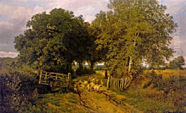 In A Surrey Lane Oil Painting by John Clayton Adams