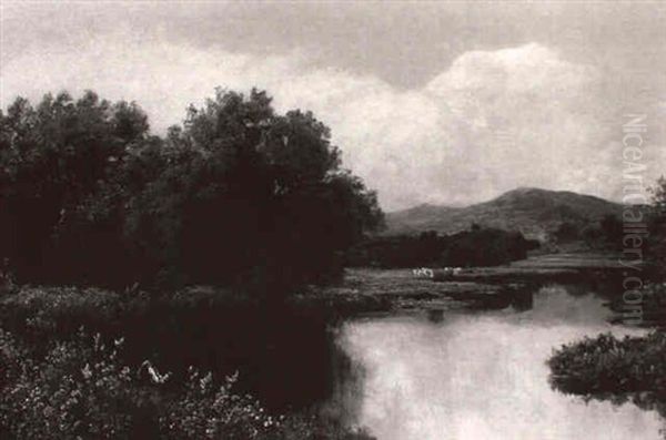 On The Side Of A Quiet River Oil Painting by John Clayton Adams