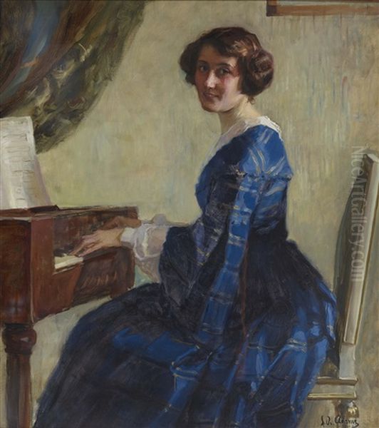 Portrait Of A Lady With A Spinet Oil Painting by John Quincy Adams