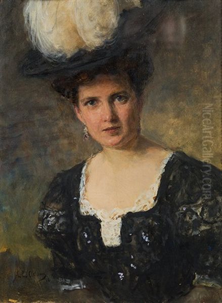 Portrat Der Grafin Gisela Kinsky Von Wchinitz Und Tettau, Geb. Zwonek (1876-1939) Oil Painting by John Quincy Adams