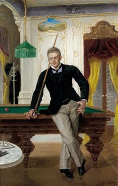 Junger Billiardspieler Oil Painting by John Quincy Adams