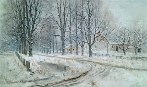 Feather Street, Suffield, Connecticut Oil Painting by Willis Seaver Adams