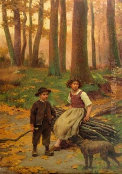 The Woodcutter's Children Oil Painting by Louis Emile Adan