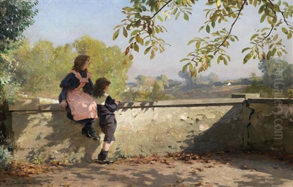 On The Terrace Oil Painting by Louis Emile Adan