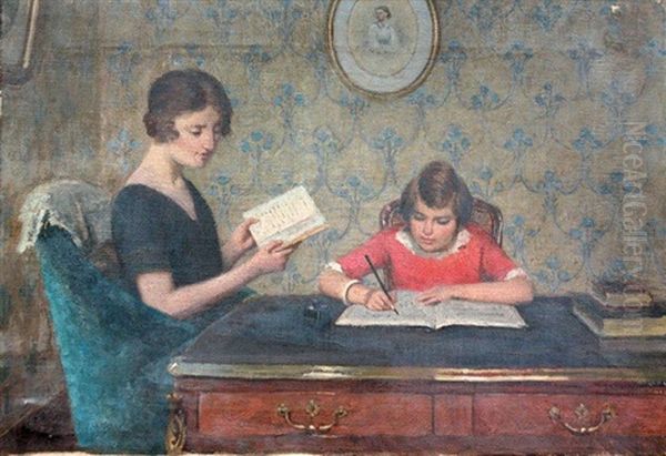 La Dictee Oil Painting by Louis Emile Adan