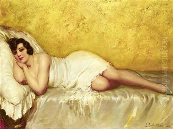 Reclining Lady Oil Painting by Louis Emile Adan