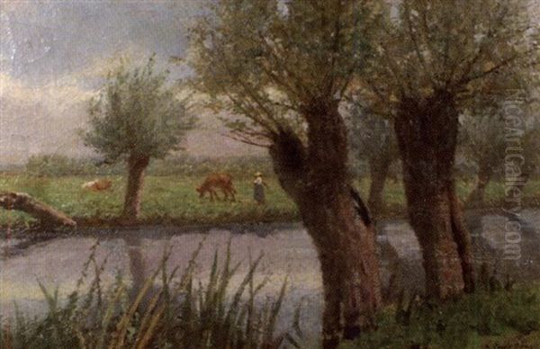 Bords De L'epte Oil Painting by Louis Emile Adan