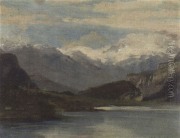 Bergseestudie Oil Painting by Louis Emile Adan