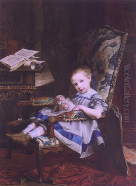 Her Favorite Doll Oil Painting by Louis Emile Adan