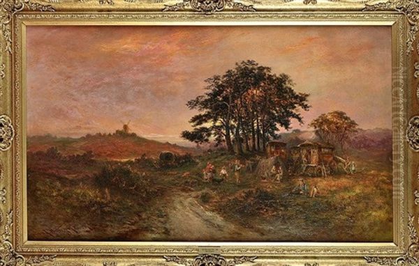 A Gypsy Encampment At Evening Oil Painting by John Wilton Adcock