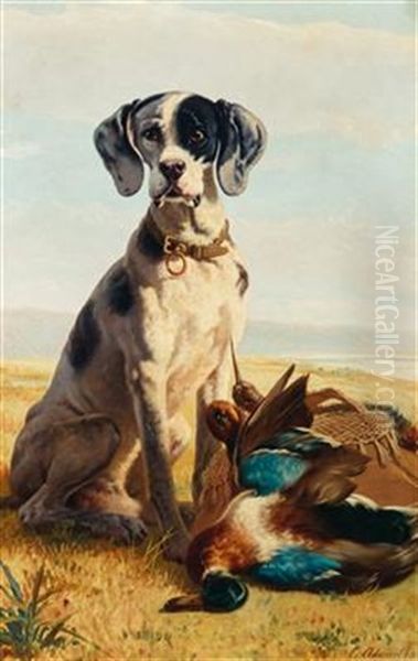 A Hound With Its Prey Oil Painting by Carlo Ademollo