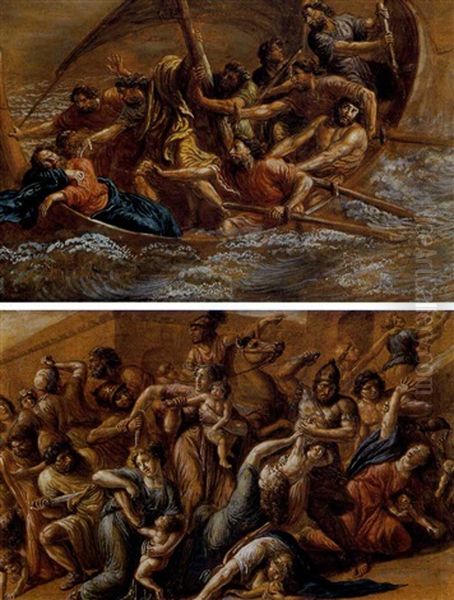 La Strage Degli Innocenti (+ Gesu Sul Lago Di Galilea; 2 Works) Oil Painting by Luigi Ademollo