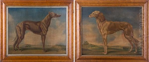 Windhunde (pendants) Oil Painting by Christian Mathias Adler