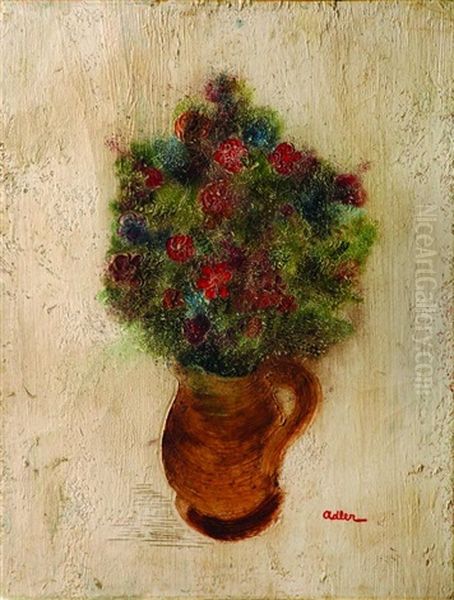 A Flower Vase Oil Painting by Jankel Adler