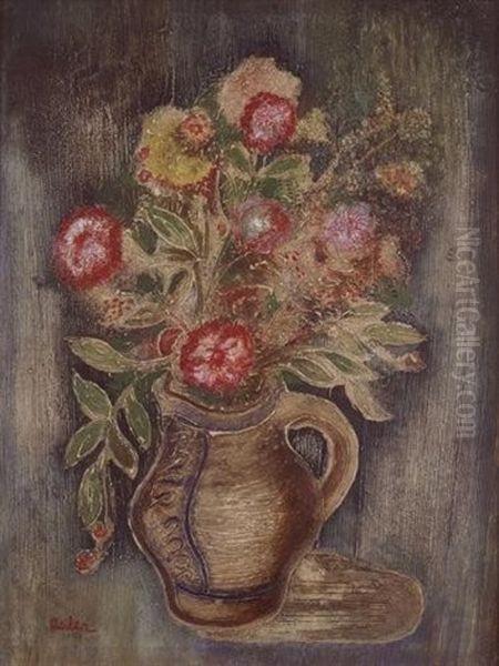 Flower Vase Oil Painting by Jankel Adler