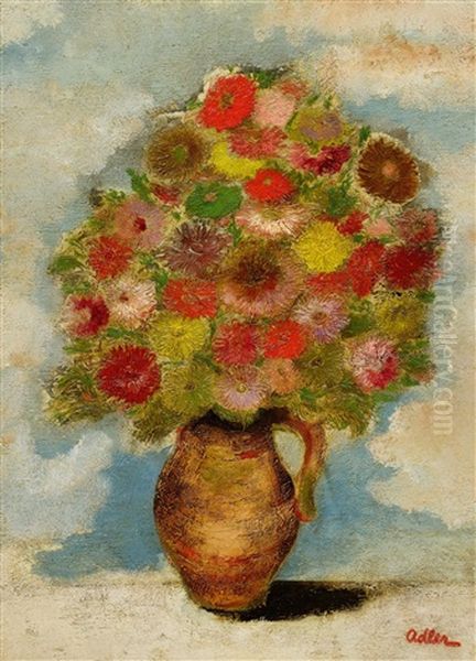 Dahlias In Vase Oil Painting by Jankel Adler