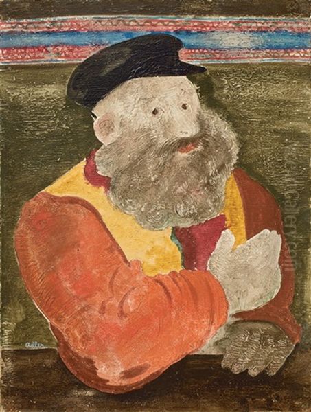 Bartiger Rabbi Oil Painting by Jankel Adler