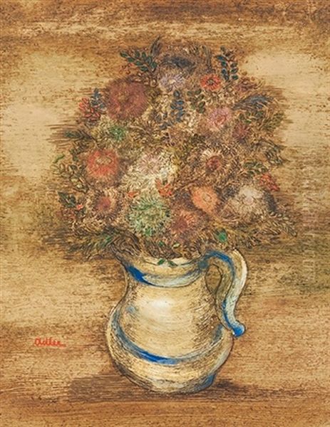 Vase With Flowers Oil Painting by Jankel Adler