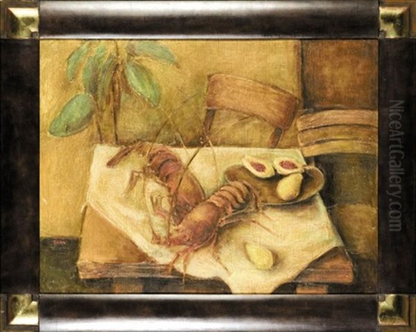 Stil Life With Lobsters Oil Painting by Jankel Adler