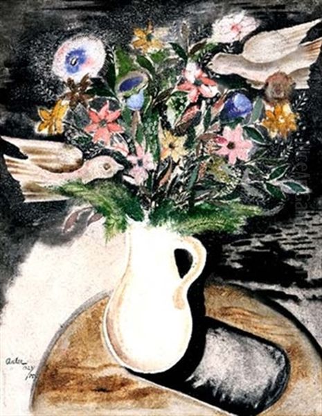 Blumen Und Vogel Oil Painting by Jankel Adler