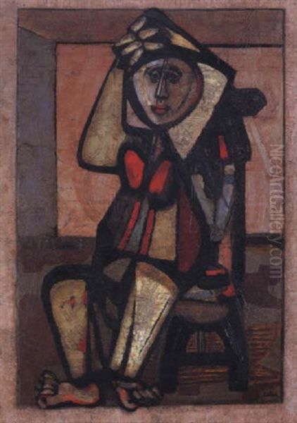 The Seated Woman Oil Painting by Jankel Adler