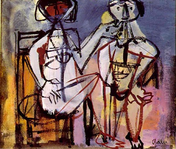 The Couple Oil Painting by Jankel Adler