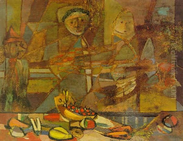 Family At The Table Oil Painting by Jankel Adler