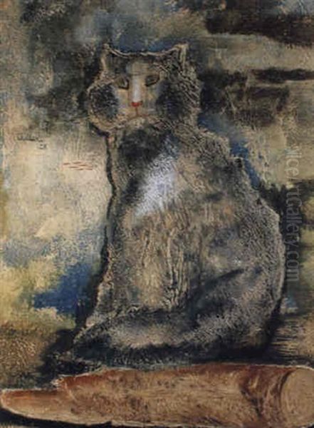 Sitzende Katze Oil Painting by Jankel Adler