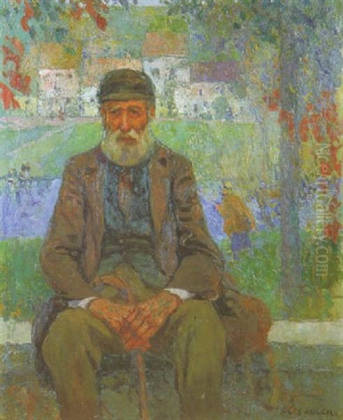 Le Vieil Homme Pres De La Riviere Oil Painting by Jules Adler