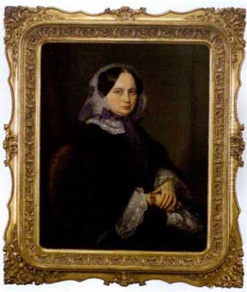 Sitzende Dame In Biedermeier-kleidung Und Mit Armschmuck Oil Painting by Moritz Adler