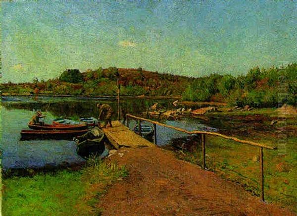 Clam Shell Pond, Clinton, Massachusetts Oil Painting by Oscar F. Adler