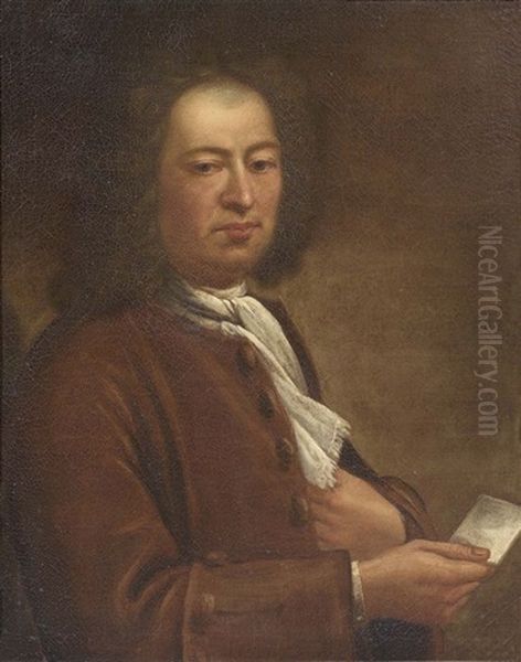 Ritratto Di Nobiluomo Con Lettera Oil Painting by Salomone Adler