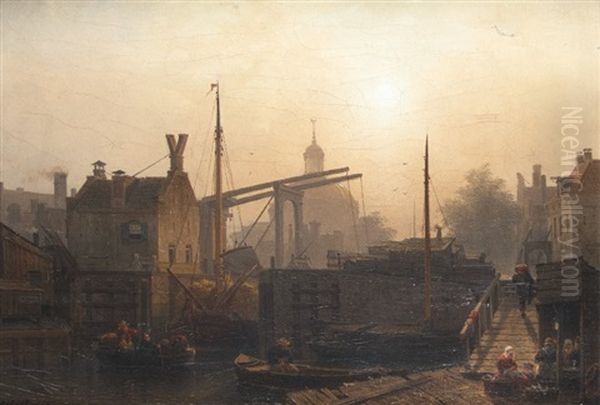 Evening At The Ronde Lutherse Kerk In Amsterdam Oil Painting by Karl Adloff