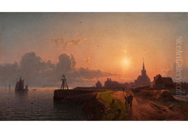 Mondnacht An Der Kuste Oil Painting by Karl Adloff