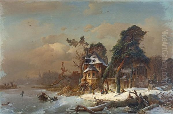 Winterliche Klosterruine Oil Painting by Karl Adloff