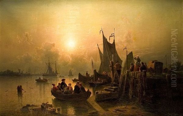 Abendstimmung Im Hafen Oil Painting by Karl Adloff