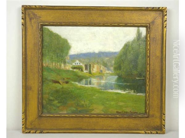 River Bank Oil Painting by Albert Jean Adolphe