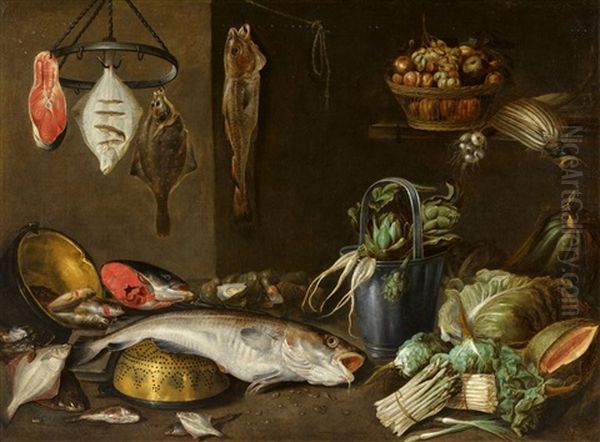 Still Life With Fish And Vegetables Oil Painting by Alexander Adriaenssen the Elder