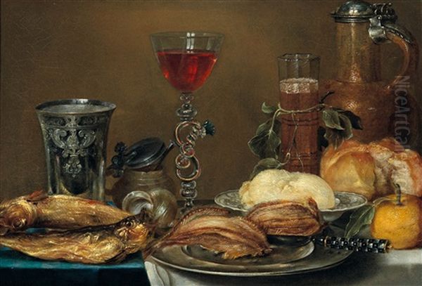 A Breakfast Still Life With Fish Oil Painting by Alexander Adriaenssen the Elder