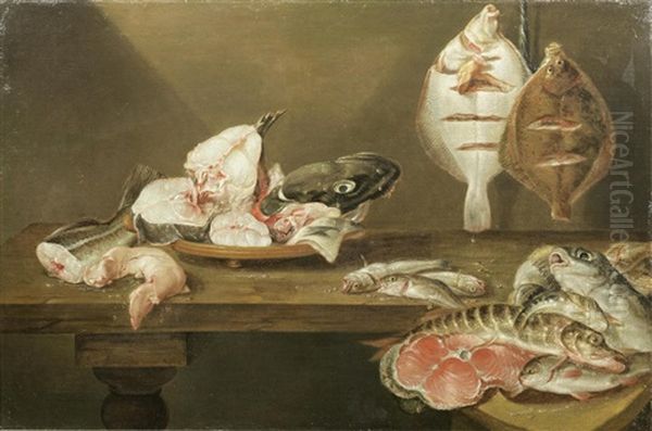 A Still Life Of Fish On A Table Oil Painting by Alexander Adriaenssen the Elder