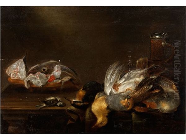 Stilleben Mit Toten Vogeln, Fischen Und Prunkhumpen Oil Painting by Alexander Adriaenssen the Elder