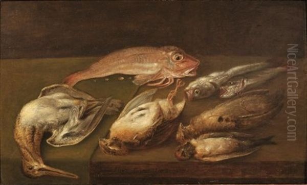 Nature Morte Aux Oiseaux Et Poissons Oil Painting by Alexander Adriaenssen the Elder