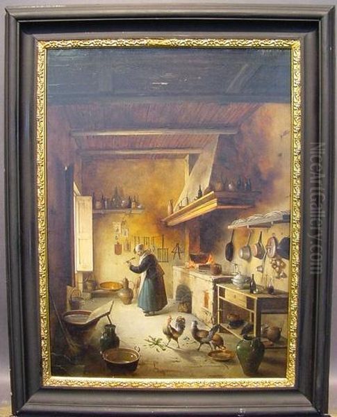 Kitchen Interior Oil Painting by Vincenzo Abbati